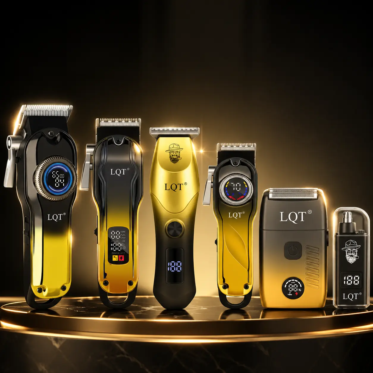 6Pcs Hair Clippers Set for Home & Pro Use - Ultimate Curly Hair Grooming Kit with LED Display, Beard Trimming & Home Haircuts | Exclusive Edition