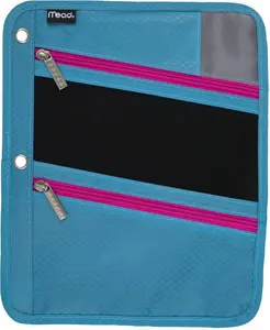 Mead Five Star Zipper Three-Hole Punched Pencil Pouch Assorted Colors for Standard 3 Ring Binders