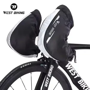 WEST BIKING Winter Bicycle Gloves, Reflective & Fleece Lined, Waterproof Cotton PU Material, Ideal for Cold Weather Cycling