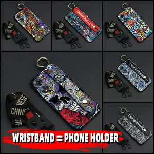 Anti-dust Wristband Phone Case For OPPO A58 5G/A58X/A78 5G/A1X 5G Silicone Phone Holder Kickstand Back Cover Durable Waterproof personality protective Soft case Shockproof Lanyard