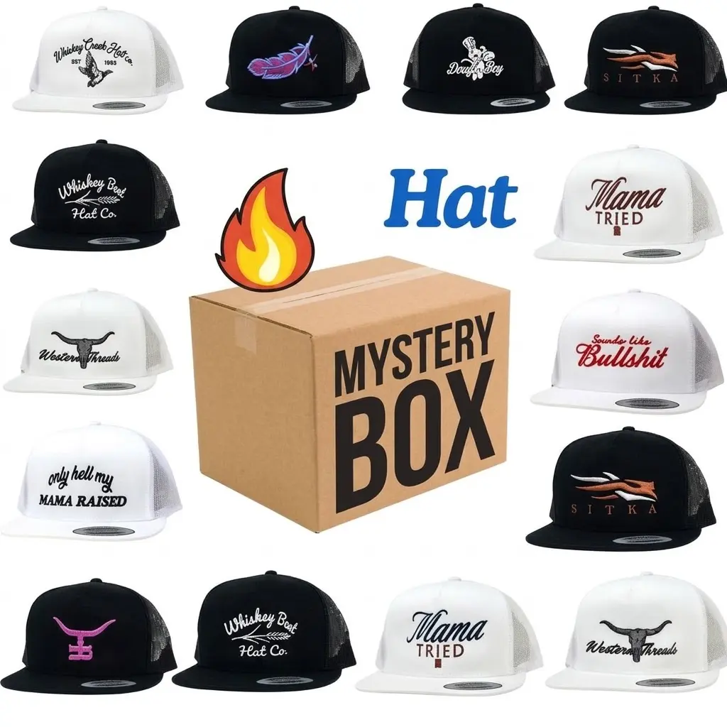 Mystery Hat Box Random hat Sent Sitka, Mama Tried Happy, Whiskey Creek, Feathered Outlaw, Dough Boy, Standin on Snapback