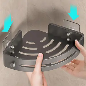 1pcs Toilet Storage Rack Without Punching, Bathroom Shower Room Triangular Baskets, Toilet Corner Storage Shower Gel Racks, Bathroom Organizer, Bathroom Organizing Accessories