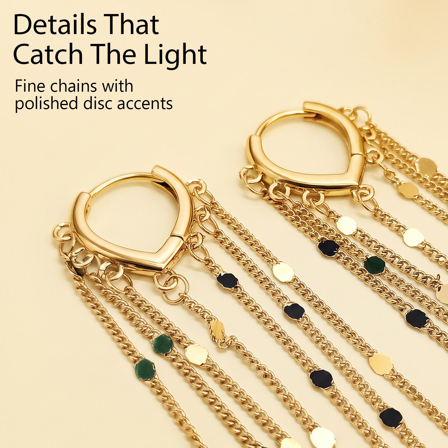 Women's 2Pcs Plated Metal Long Chain Threaded Tassel Earrings - Hypoallergenic, Lightweight Statement Jewelry for Bride Party, Ideal Mother's Day Gifts