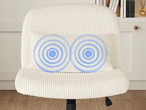 【Massage & Cozy Cushion】ONBRILL Criss Cross Chair with Wheels, Massage Cross Legged Office Chair with Double Layer Sponge Cushion, Corduroy Wide Armless Office Desk Chair Mid Back Swivel Vanity Chair for Home Office, Bedroom Furniture