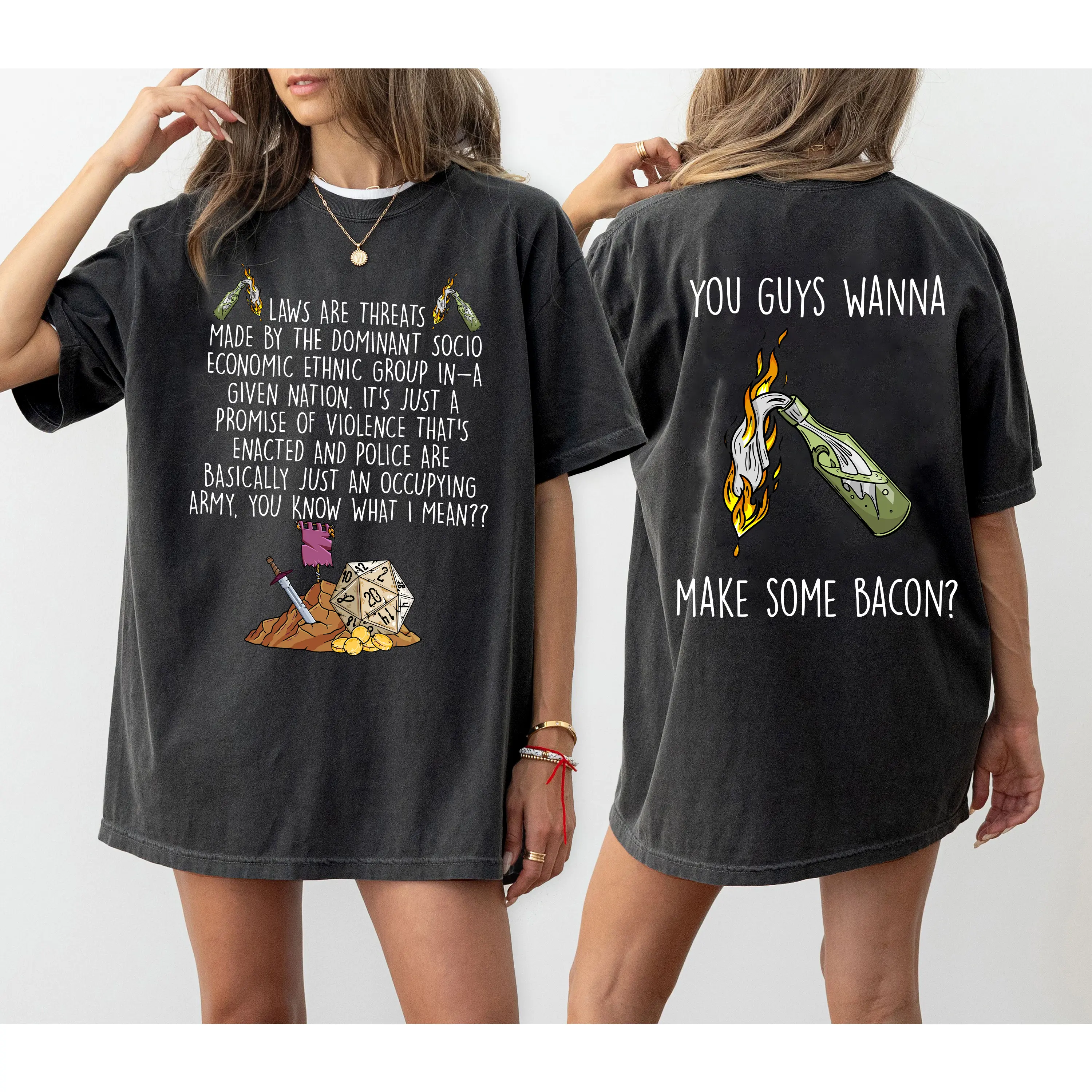 D&D Laws Are Threats 2 Sides Shirt, Dunge0ns and Drag0ns Shirts, Vintage Retro Joke D and D Sweatshirt, Hoodie, RPG Gift