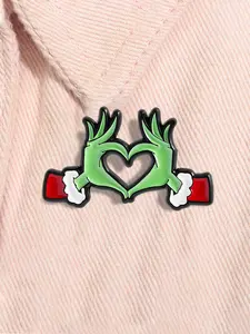The Grinch Enamel Pin Green Monster Heart Hands Christmas Metal Brooch Lapel Backpack Badge Fashion Jewelry Accessories Gift for Friends