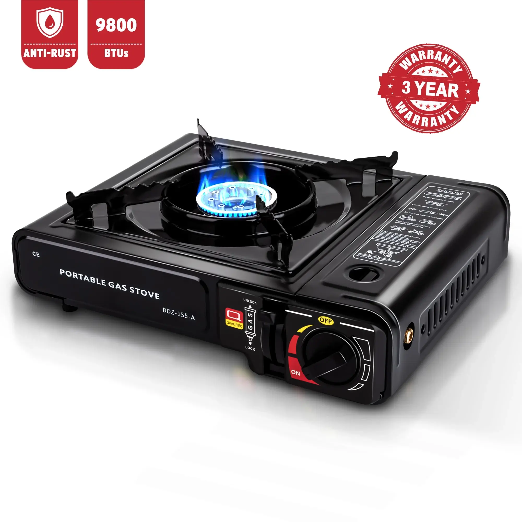 Portableout Camping Gas Stove, Butane, Portable Stove for Outdoor Cooking, 9,800 BTU, 3KW Power PortableOut