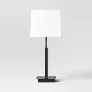 Square Base Stick Lamp with USB Black - Threshold
