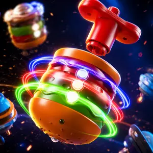 1pcs glowing rotating toy, colourful  with music spinning top ，hamburger-shaped gyro toy with lights and music, flashing rotation toy for kids, gift,Children's Day gifts