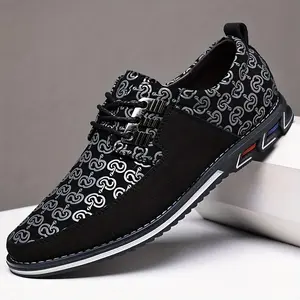 Men's Derby Shoes, Lace-up Front Geometric Pattern Dress Shoes For Men Office Sneaker Runner Fathersdaygift Footwear
