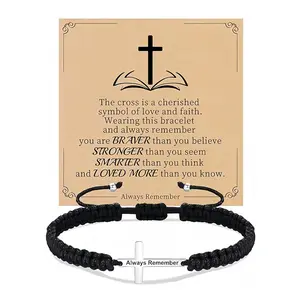 Adjust Cross Bracelets for Men and Women Motivational Bracelet for Boys Christmas Gift