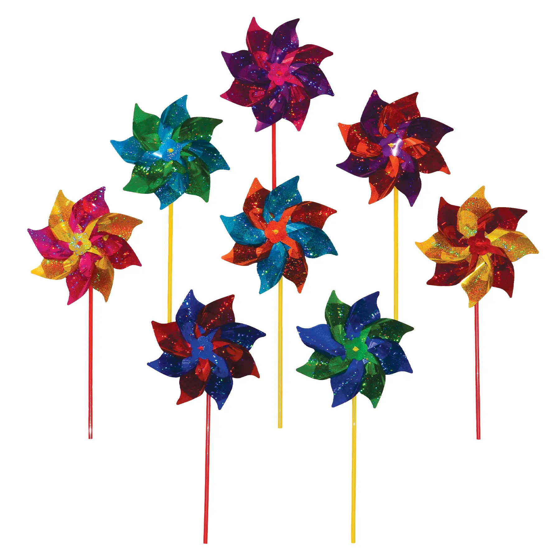 In the Breeze 8-inch Classic Pinwheel Set - Colorful Fun Wind Spinners for Parties Weddings Yards Patios Durable Mylar Material Weather Resistant No Assembly Required