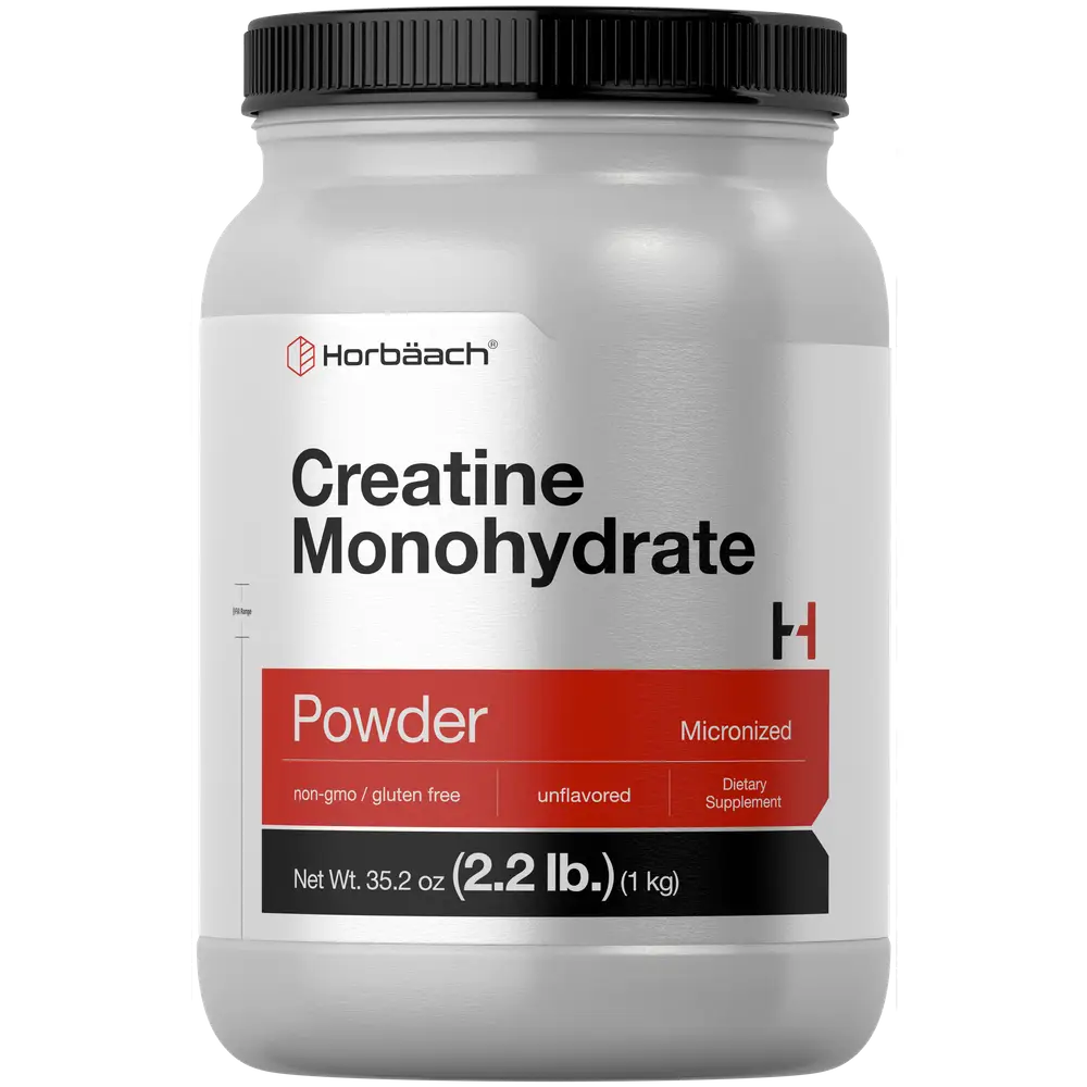 Horbäach Creatine Monohydrate Powder | 2.2lbs (35.2 oz) | Micronized and Unflavored | Vegetarian, Non-GMO, and Gluten Free Supplement