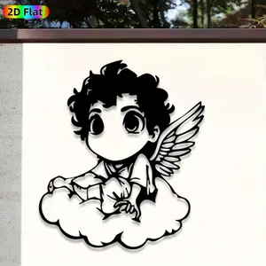 1pc Cherub Metal Wall Art,Cute Cherub Statue Mural, Ideal Gift for Valentine's Day, Wedding, Cherub Decor Enthusiasts, Rust-Resistant Metal Wall Decor Wall Sculptures, Perfect for Bedroom Wall & Garden Fence, Romantic Home Decor