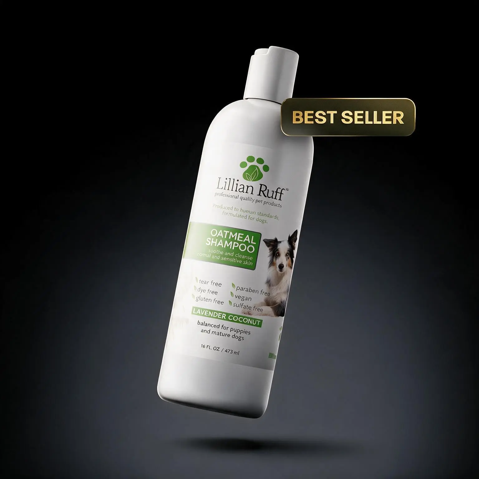 Lillian Ruff Dry, Itchy Skin Oatmeal Dog Shampoo - Lavender Coconut, Made in USA (16 oz)​