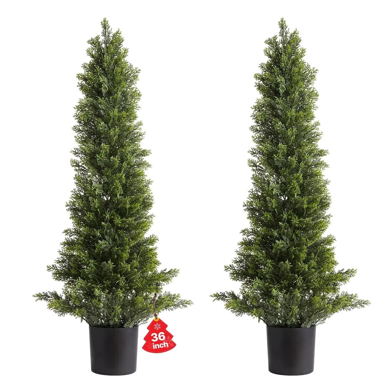 【SummerFinds】VEVOR 36-39 in Sturdy Weatherproof Artificial Topiary Cedar Trees 2-Set, Faux Pine Shrubs with Realistic PE Leaves, Easy Assembly, Home Decor for Front Porch, Father's Day Gifts
