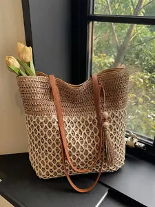 Spring Summer New Handwoven Tote Bag, Portable & Versatile Design, Perfect for Daily Use, Beach Vacations, Travel Adventures