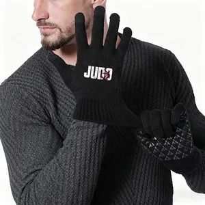 Judo Printed Black Knit Gloves NonSlip Grip for Outdoor Sports and Martial Arts Training Warm Comfortable Unisex Winter Gloves Perfect Christmas New Year Birthday Gift for Fitness Enthusiasts and Athletes