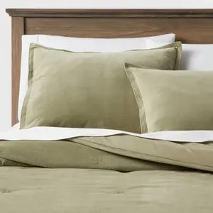 King Cotton Velvet Comforter & Sham Set Green - Threshold King Cotton Velvet Comforter & Sham Set Green - Threshold