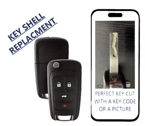 KEY CUT SERVICE + SHELL CASE For Chevrolet Flip Remote Key 2010-2017 4 Buttons