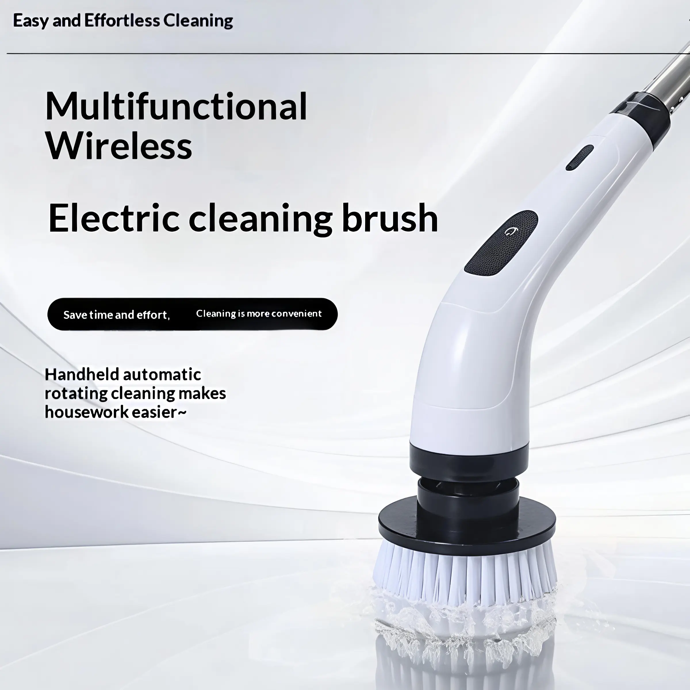 Multi-Functional Electric Cleaning Brush, Extendable Wireless Waterproof Floor Sweeper, Home Kitchen Cleaning Tool, Rechargeable Design, Cordless Floor Cleaner