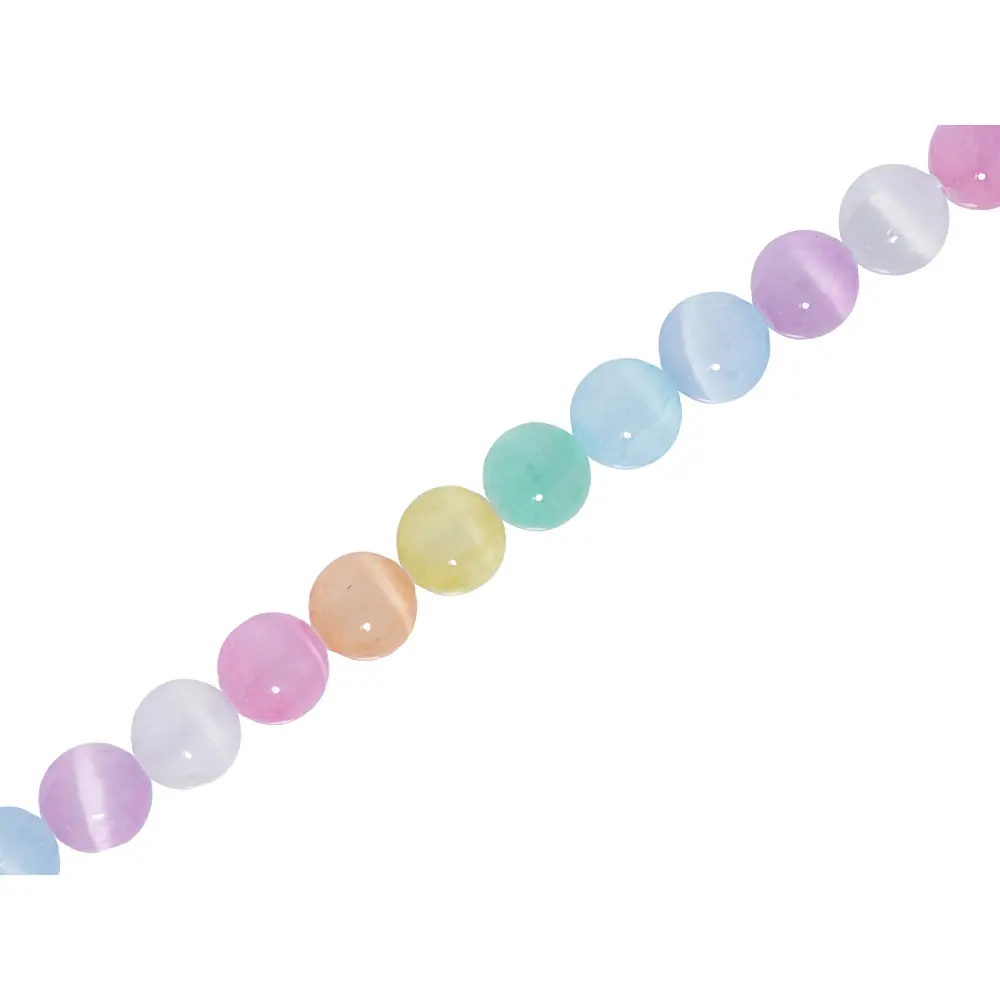 JTV Rainbow Cats Eye Selenite 8mm Round Bead Strand Approximately 14-15" in Length