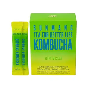 SUNMANC Kombucha 30 packets, Sparkling Probiotic Fermented Drink, Convenient Powdered Drink Mix, Tea Powder, Low Calories, Sugar 0g, Low Caffeine (Shine Muscat)
