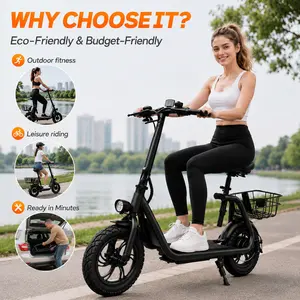 【Cyber Wheels】CW08 Commuter Electric Scooter – Adjustable Seat,20Mile Range, Foldable, Storage Basket