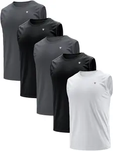 5 Pack  Men's Athletic Compression Shirts Sleeveless Workout Tank Top Sports Base Layer Running Basketball