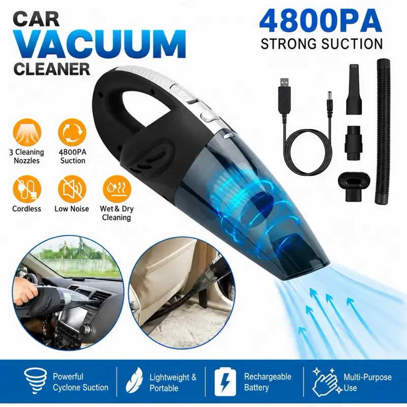 EverHome QuickClean Handheld Vacuum | Cordless Rechargeable Mini Vacuum for Car, Home & Office