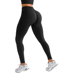 Butt Lifting No Front Seam Workout Leggings for Women Tummy Control High Waist Seamless Gym Running Leggings