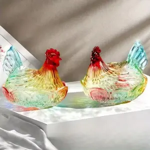 Clamshell Chicken-Shaped Glass Jar, Multipurpose Food Storage Candy/snack Container, Decorative Round Desktop Storage, Sealed Glass Jar for Parties