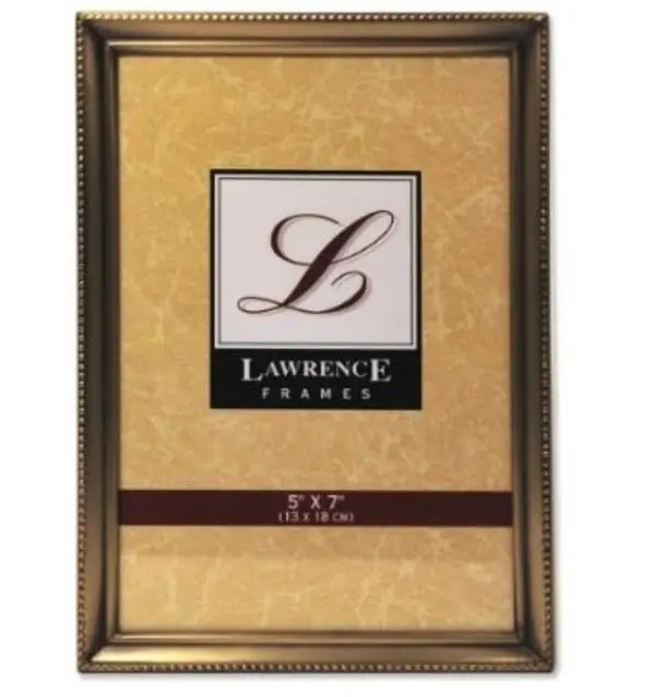 Lawrence Frames 11457 Lawrence Frames Antique Brass 5x7 Picture Frame - Bead Border Design