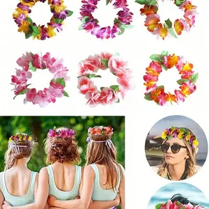 Hawaiian Flower Crown Headband, Thickened Floral Halo Wreath, Perfect for Summer Beach Pool Parties, Gifts, Decorations, Party Supplies