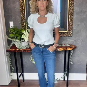 Ribbed Tee With Chain Detail