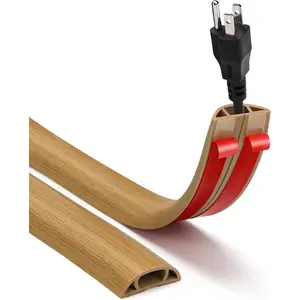Self Adhesive Cord Cover Floor, 10FT  Hider   Trips, Floor  Covers for Cords,  Extension Cord Hider, Protector  Cavity: W 0." x H 0.28", Yellow Oak