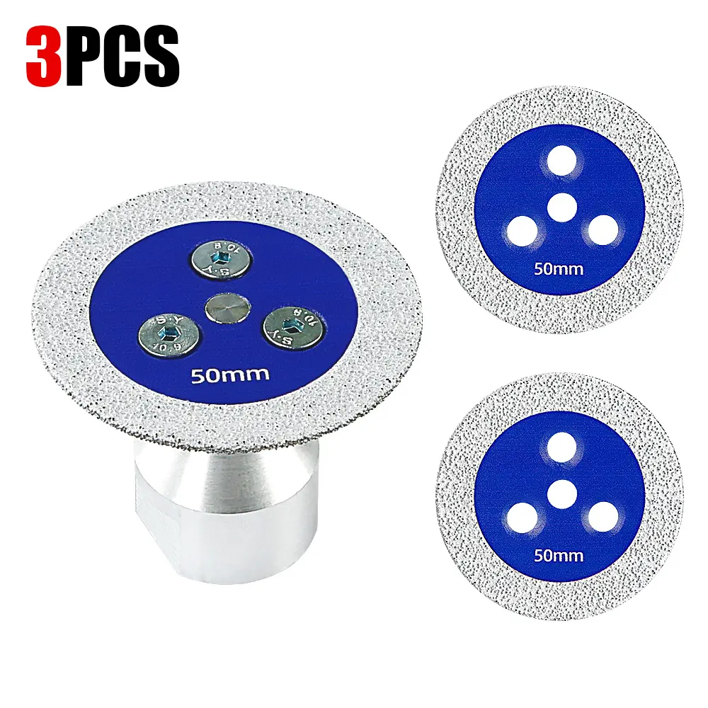 3PCS Diamond Saw Blade w/ Flange - Multi-Material Cutting/Engraving Disc for Tile, Marble, Concrete, Ceramic & Metal/PVC - Angle Grinder Tool 5/8-11
