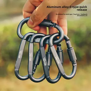 Wind rope quick-release D-ring buckle with lock, aluminum alloy buckle, safety camping outdoor equipment keychain backpack buckle