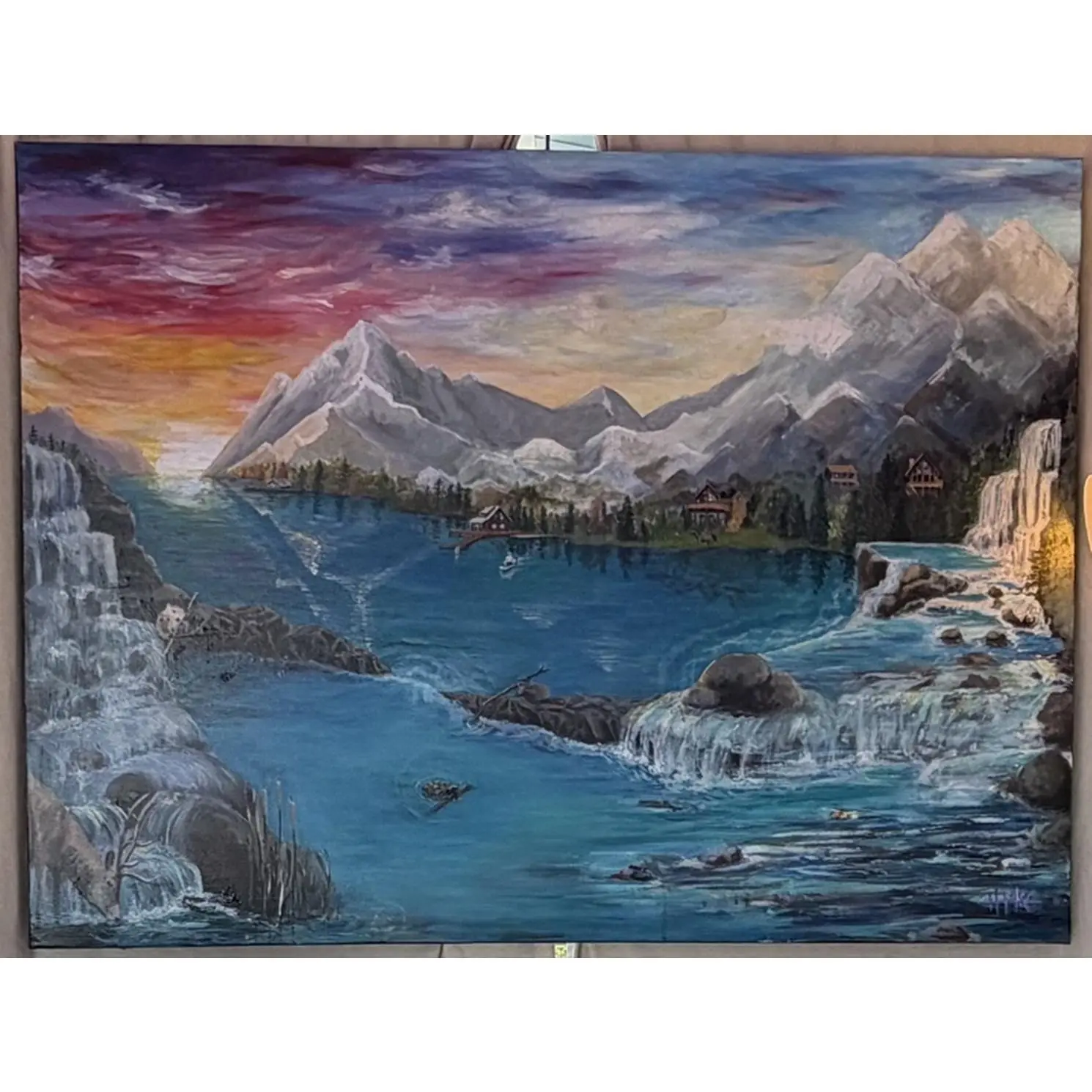 36”x48” Acrylic Landscape Painting on Canvas Based on "In Search of the Tide" by Brian Keith McCormick Unframed with Black Edges