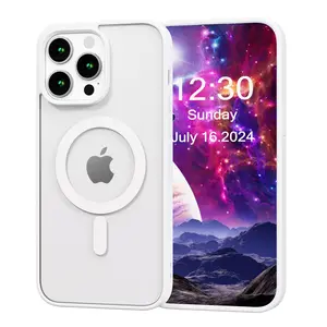 Luxury Transparent Acrylic Hard Case for Samsung S24/s23/plus/ultra and iPhone XR/XS Max/11 Pro Max/12/mini, Clear Magnetic Wireless Charging