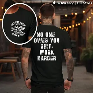 Work Harder Skull Shirt – Gritty Message for the Relentless Grinder, father's day gifts, Menswear Tops Streetwear Tshirt