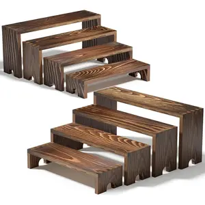 2 sets of wooden multi-tier display stands, suitable for supplier events, stackable wooden cake display stands, farmhouse-style decorative wooden dessert table display sets, supplier booth display supplies, party food display stands (12-11. 2-10. 4- 9. 6i