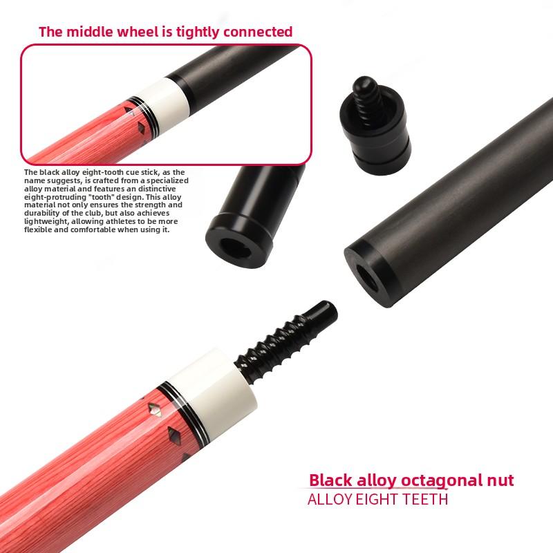 Carbon Fiber Pool Cue Stick with Abalone Shell Inlay, Pink & Black Design - 58-Inch Heavyweight 19-20oz Billiard Cue, Leather-Wrapped Grip & 11.8mm Tip for Tournaments, /Pro Use