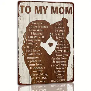 To My Mom Metal Sign Mother's Day Tin Sign Vintage Home Wall Decor Sign Birthday Gift For Mom From Daughter 8x12 Inch