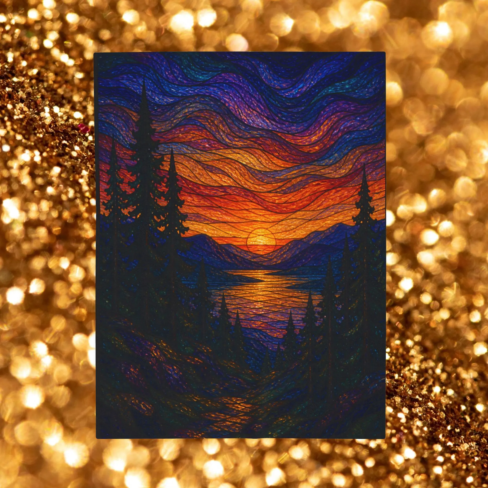 MyzticVibes Mosaic Sunset Plush Blanket, Colorful Whimsical Blanket for Bedding & Throws, Colorful Whimsical Blankets