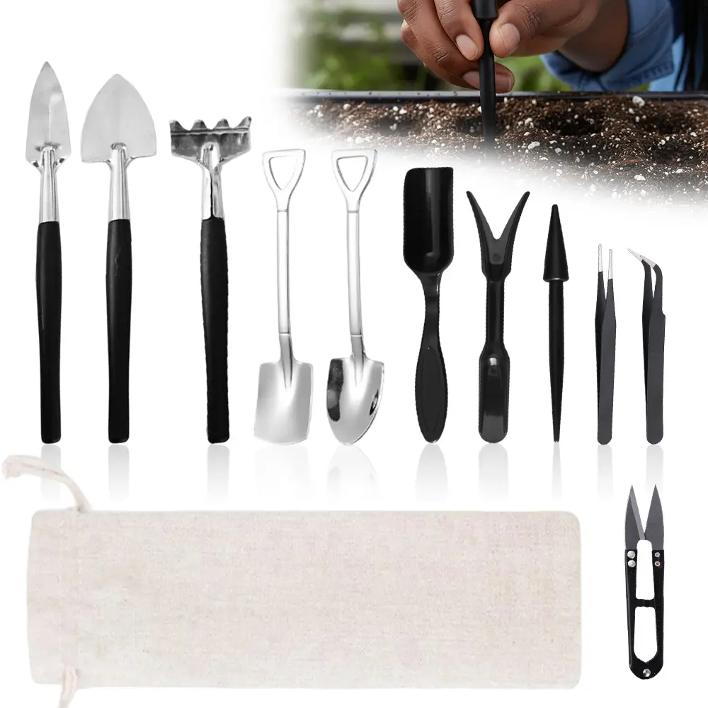 12 pcs succulent gardening tool set, suitable for succulent plants, bonsai, small potted plants, used for pot changing, loosening soil, pruning, suitable for indoor balcony and windowsill planting