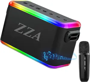 Karaoke Machine, Portable Bluetooth Karaoke Speaker with 1 Wireless Microphones for Adults & Kids with Lights, Karaoke Microphone Supports USB/TF/Bluetooth/AUX for Home Party