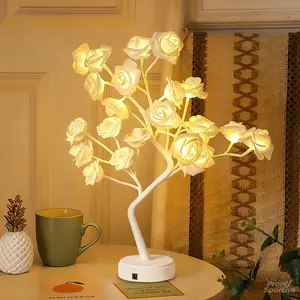 Rose Tree Shaped USB Night Light, Summer Creative Design LED Light Decorative Table Lamp for Home Bedroom Birthday Festival Party, Home Decor, Room Decor