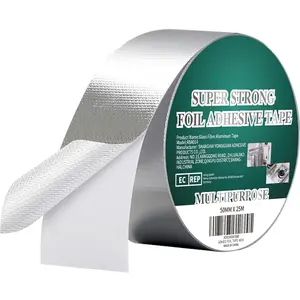 Pressional Glass Fiber Aluminum Foil , Withstand 80?C to 100?C, Firepro Heat Resistant , Reinforced Foil Duct , for HVAC, Metal Repair Sealing and Insulation,50MM X 25M