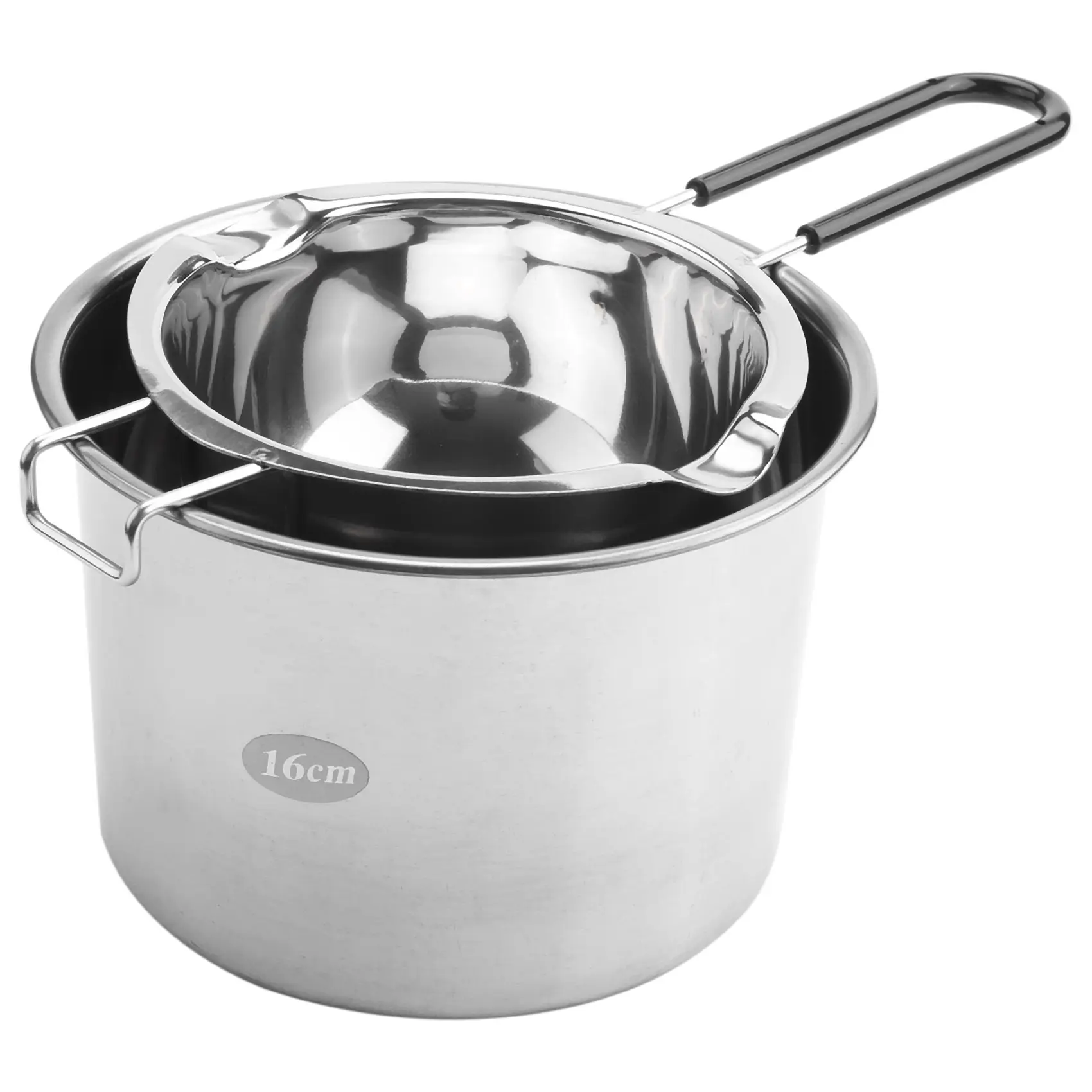 Stainless Steel Double Boiler Kitchen Cookware 2-Pack (Silver) - Heat-Resistant Handle, 2-1/2 Cups Capacity Melting Pot with Universal Fit Pad, Induction Stove Compatible for Restaurants, Shops, Melting Chocolate